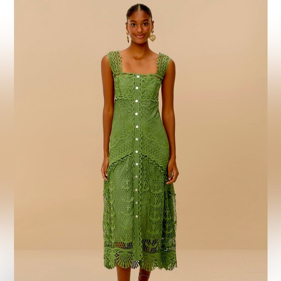 FARM Rio Dresses & Skirts - FARM Rio Green Nautical Guipure Maxi Dress